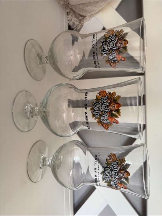 RAINFOREST Other - RAINFOREST Mall of America Glass Goblets with Colorful Logo Accents - Clear